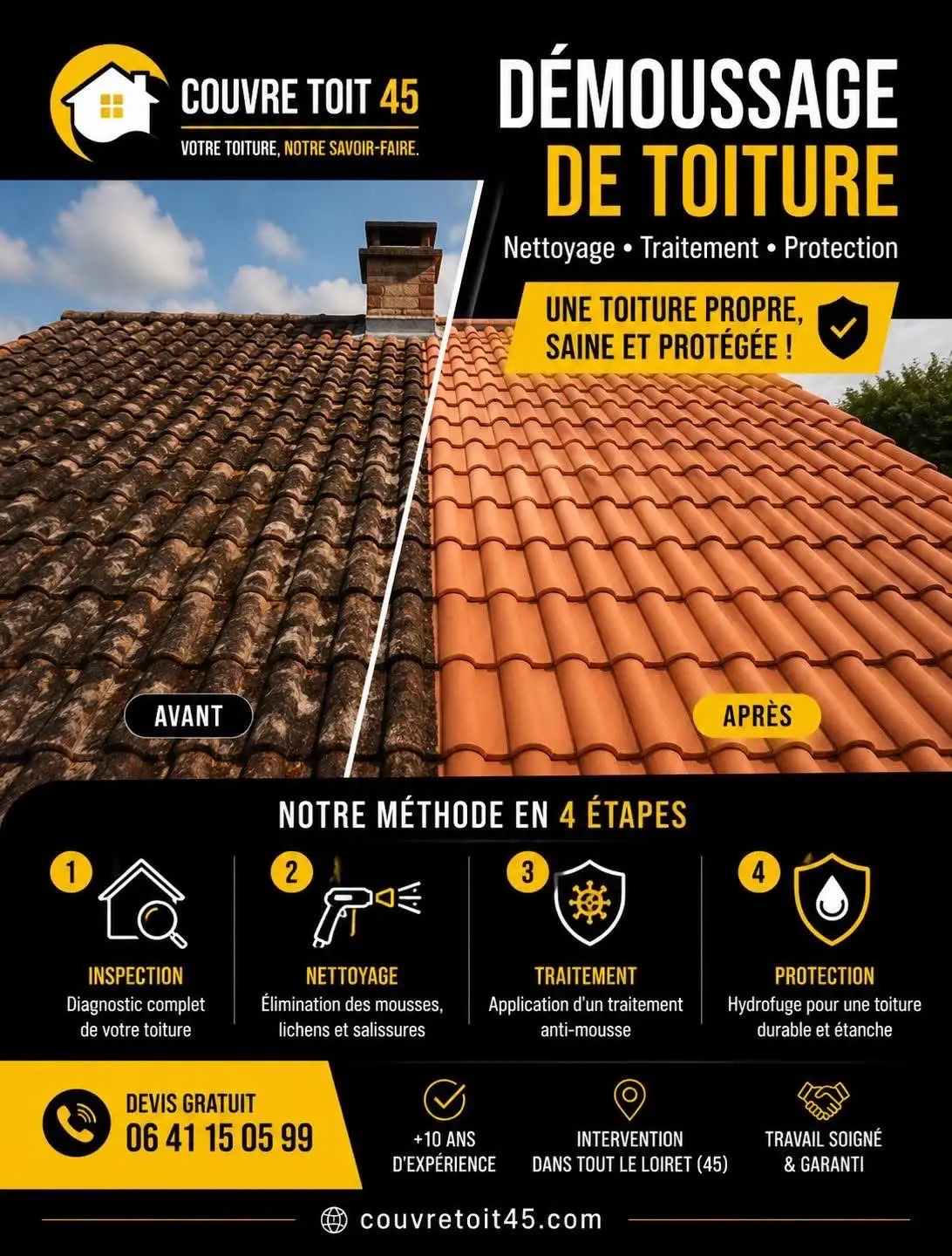 Démoussage & Entretien dans le Loiret — Couvre Toit 45